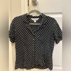 White dots black top / white dots black blouse